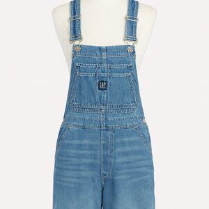 GAP Denim Shortalls Women’s Size M | Rolled Hem Overalls | NWT |  Blue Jean